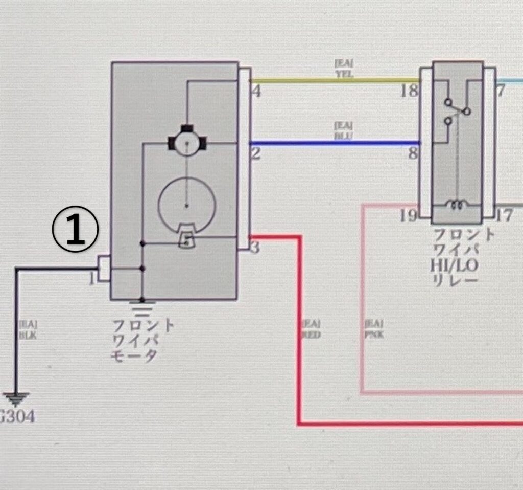 アース線点検のワイパーの回路図
