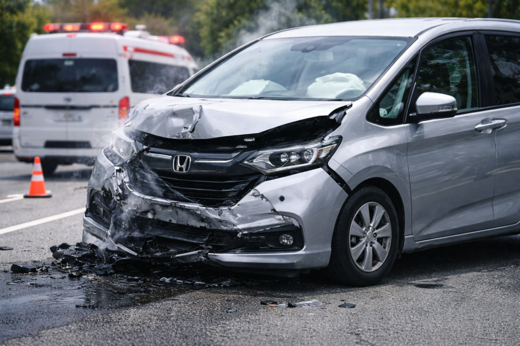 交通事故を起こしたホンダの車