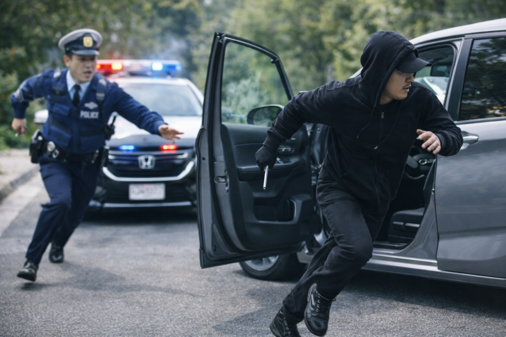 交通事故を起こしたホンダの車